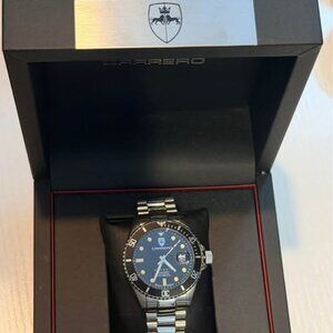 Authentic 42mm TORINO CARRERO CATANIA -PD SILVER TONE/BLACK | Black Dial